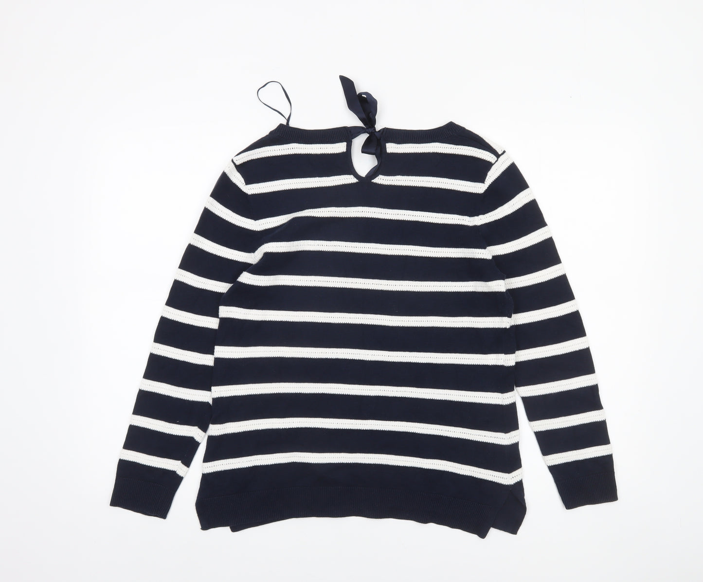 CC Petite Womens Navy Stripe Cotton Jumper M Classic Knit