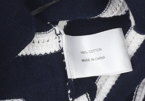 CC Petite Womens Navy Stripe Cotton Jumper M Classic Knit