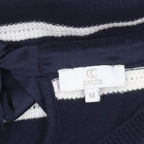 CC Petite Womens Navy Stripe Cotton Jumper M Classic Knit