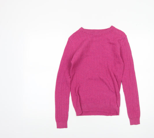 Papaya Women Pink Cable-Knit Crew Neck Jumper Size 8