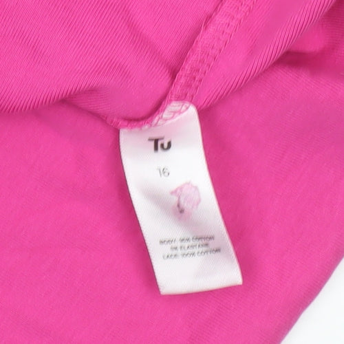 Tu Women’s Pink Crochet Neck Cotton Tank Top Size 16