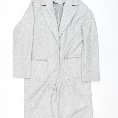 Next Women's Grey Long Open Coat Size 6 Regular Fit