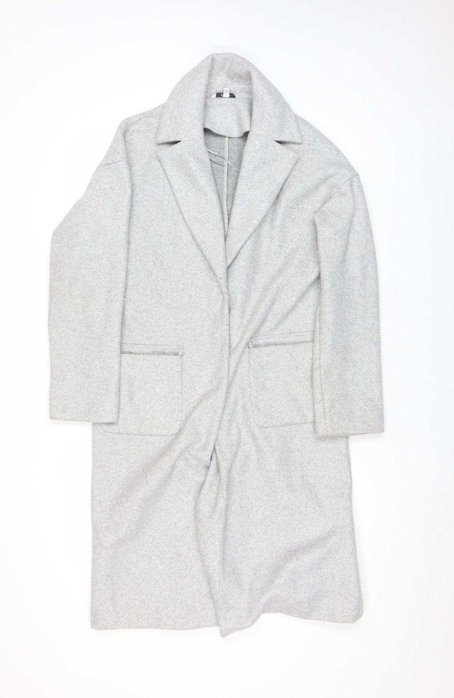 Next Women's Grey Long Open Coat Size 6 Regular Fit
