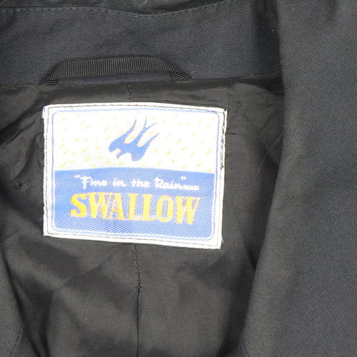 Swallow Mens Black Mid-Length Rain Coat Waterproof Jacket M