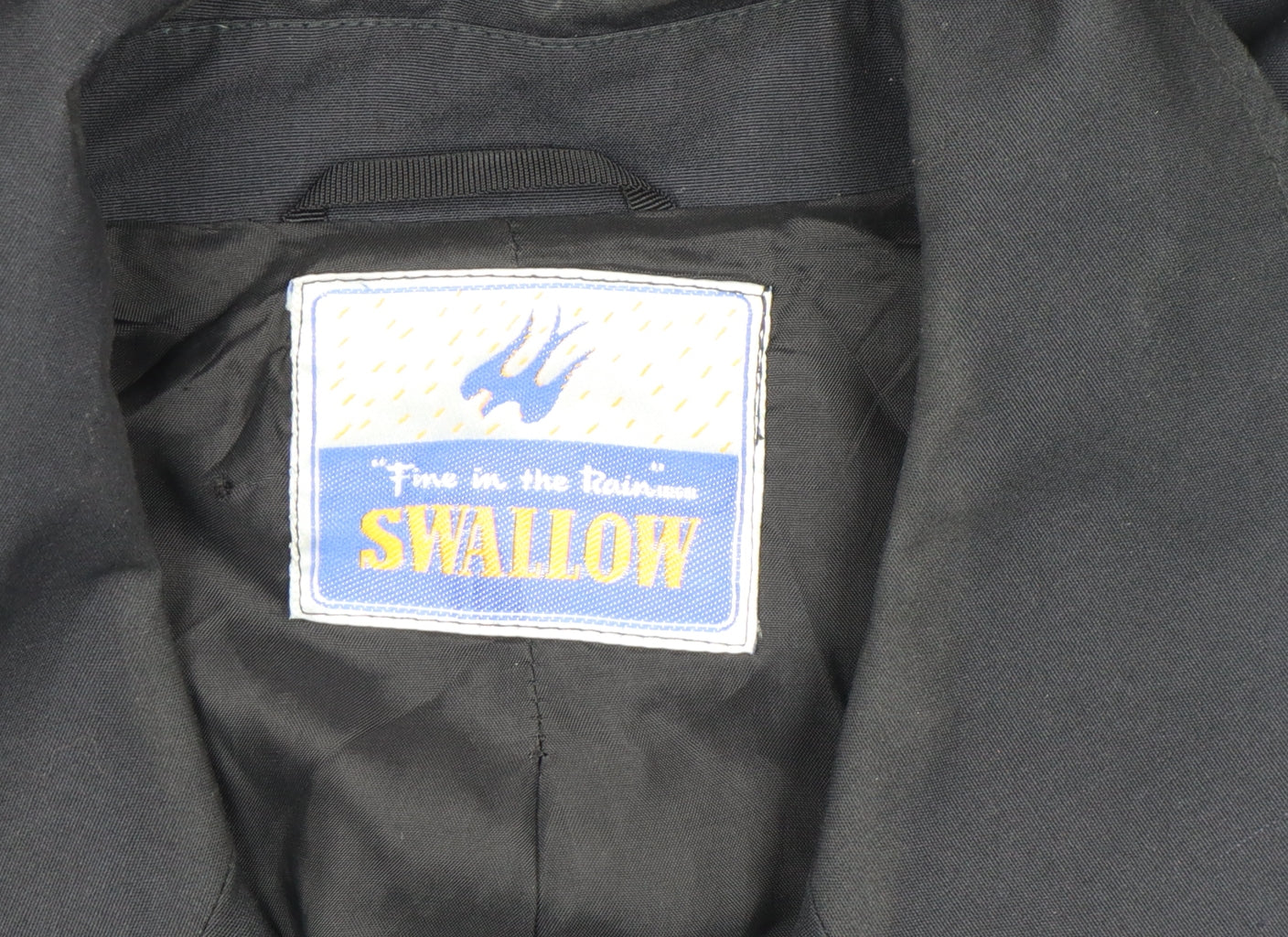 Swallow Mens Black Mid-Length Rain Coat Waterproof Jacket M