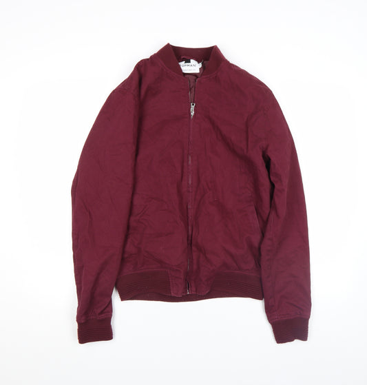 Topman Men's Red Cotton Bomber Jacket Size S
