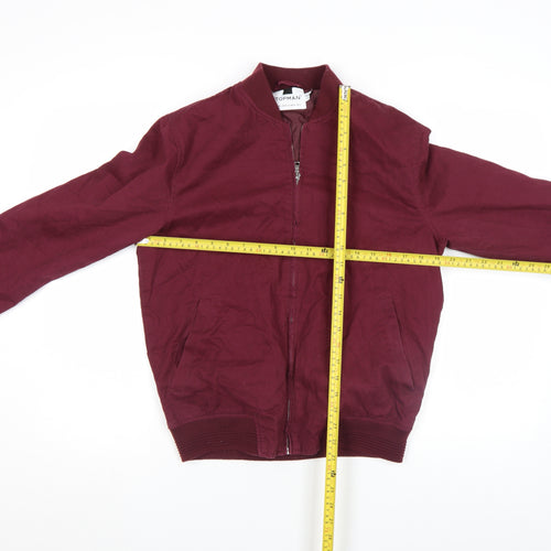 Topman Men's Red Cotton Bomber Jacket Size S
