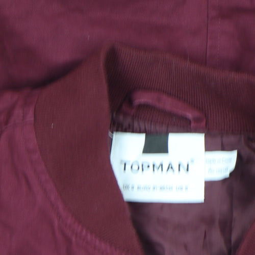 Topman Men's Red Cotton Bomber Jacket Size S