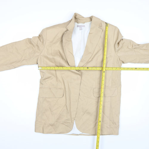 H&M Women’s Beige Linen Blend Blazer Jacket Size S Regular Fit