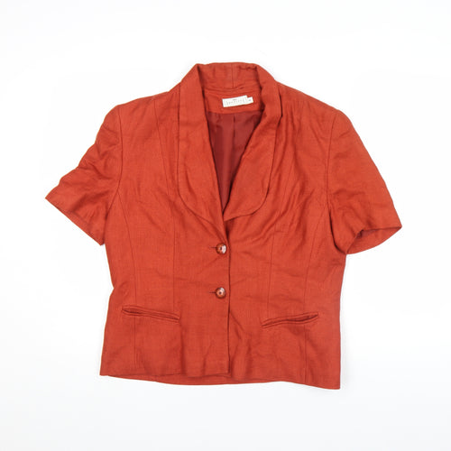 Marks and Spencer Petite Orange Linen Blend Short Sleeve Blazer Size 14