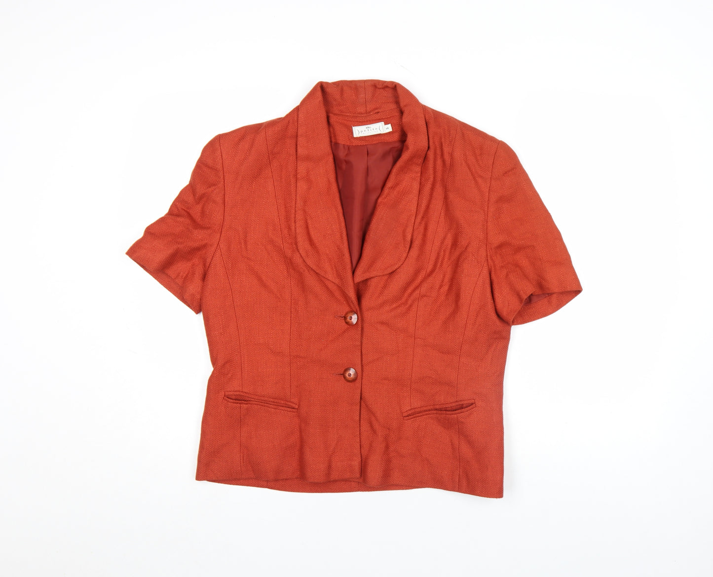 Marks and Spencer Petite Orange Linen Blend Short Sleeve Blazer Size 14