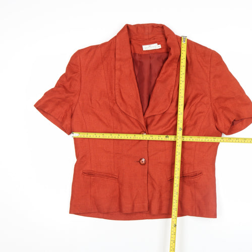 Marks and Spencer Petite Orange Linen Blend Short Sleeve Blazer Size 14
