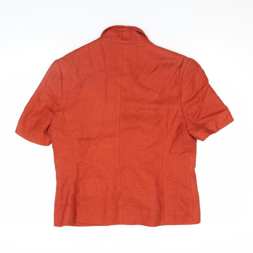 Marks and Spencer Petite Orange Linen Blend Short Sleeve Blazer Size 14