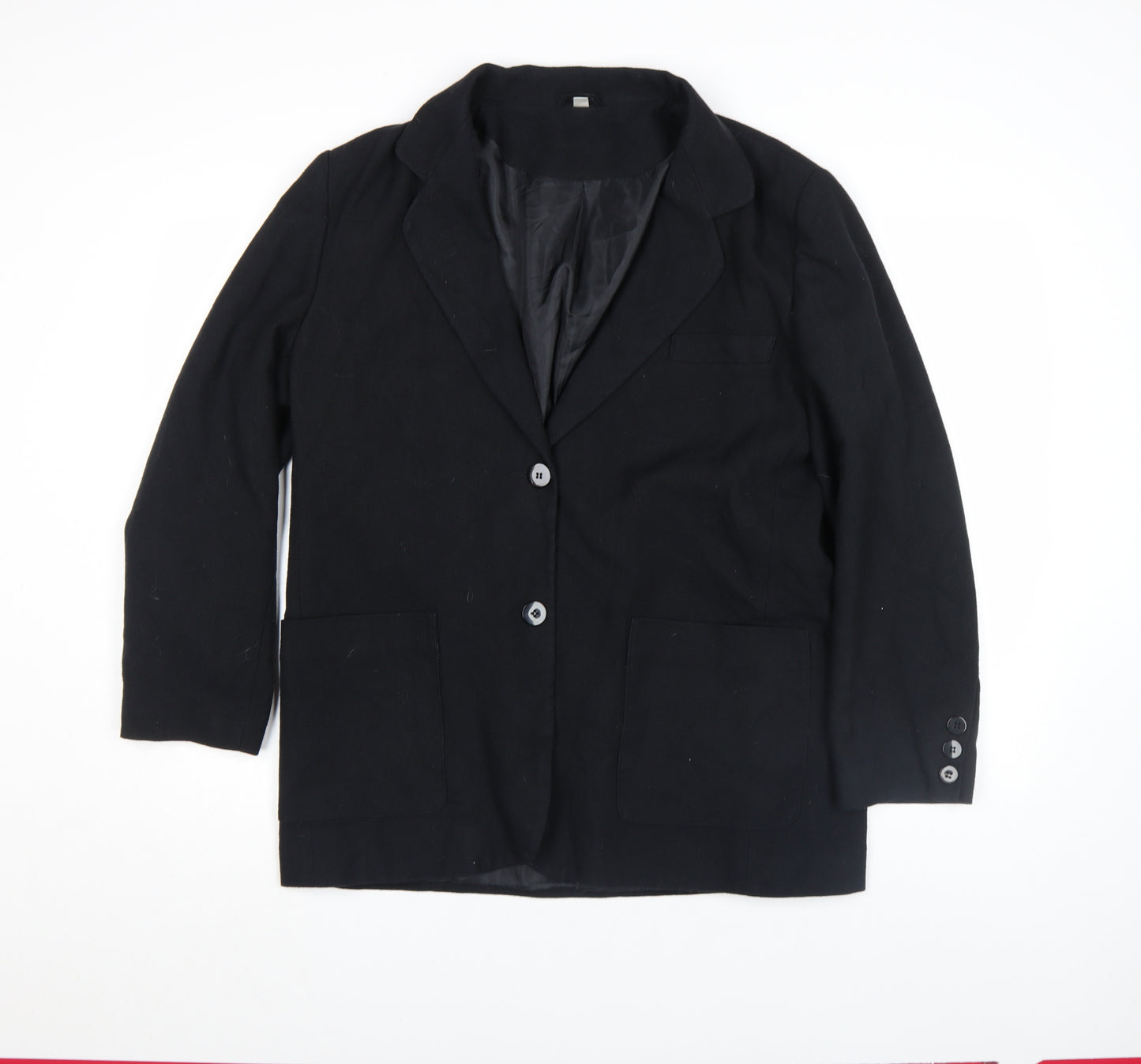 Women's Black Polyester Viscose Blazer Jacket Size 14 Classic Workwear