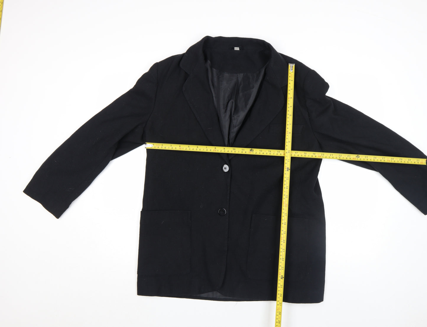 Women's Black Polyester Viscose Blazer Jacket Size 14 Classic Workwear