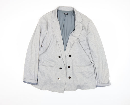 F&F Women’s Grey Double-Breasted Blazer Jacket Size 20 Regular Fit