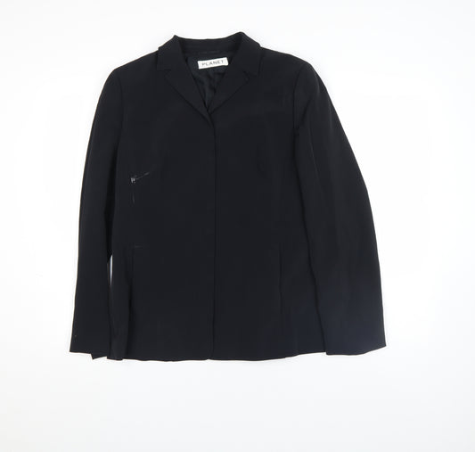 Planet Women's Black Size 12 Single Breasted Suit Jacket Blazer