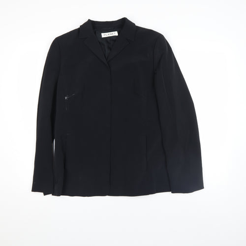 Planet Womens Black Size 12 Regular Fit Mid-Length Blazer Jacket