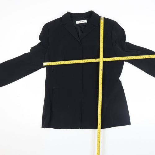 Planet Womens Black Size 12 Regular Fit Mid-Length Blazer Jacket