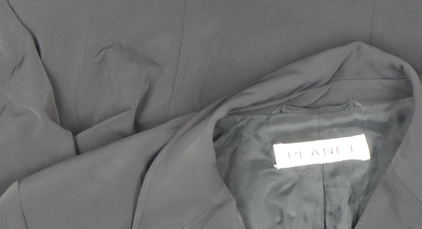 Planet Womens Black Size 12 Regular Fit Mid-Length Blazer Jacket