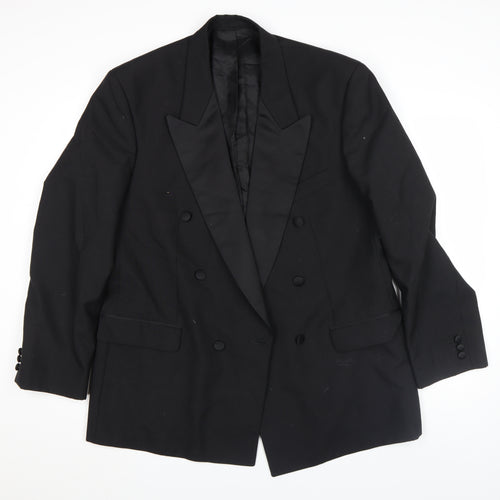 HR Mens Black Wool Shawl Lapel Formal Blazer Size 42R