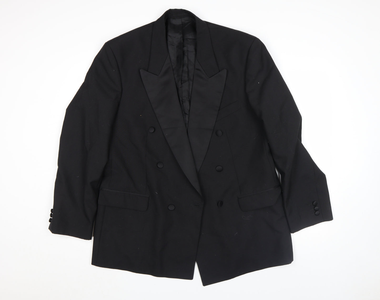 HR Mens Black Wool Shawl Lapel Formal Blazer Size 42R