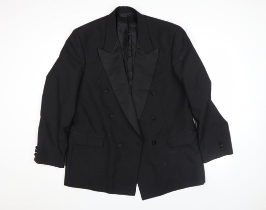 HR Mens Black Wool Shawl Lapel Formal Blazer Size 42R