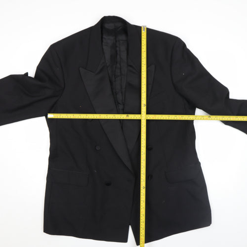 HR Mens Black Wool Shawl Lapel Formal Blazer Size 42R
