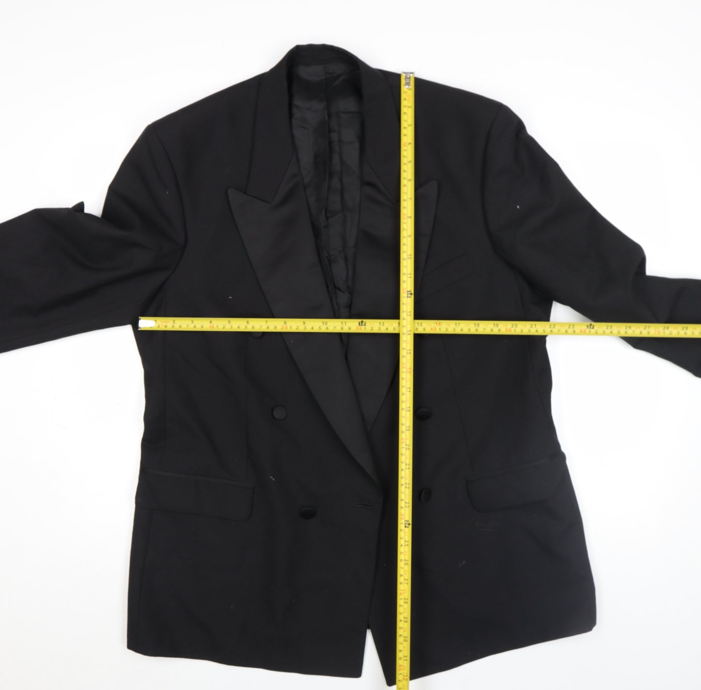 HR Mens Black Wool Shawl Lapel Formal Blazer Size 42R