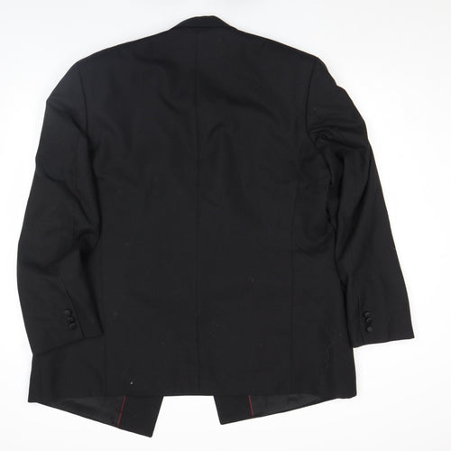 HR Mens Black Wool Shawl Lapel Formal Blazer Size 42R