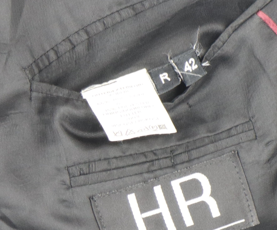 HR Mens Black Wool Shawl Lapel Formal Blazer Size 42R