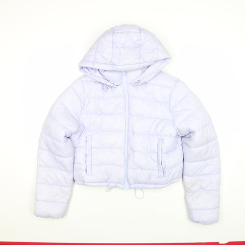 Primark Women’s Purple Hooded Cropped Puffer Jacket Size M