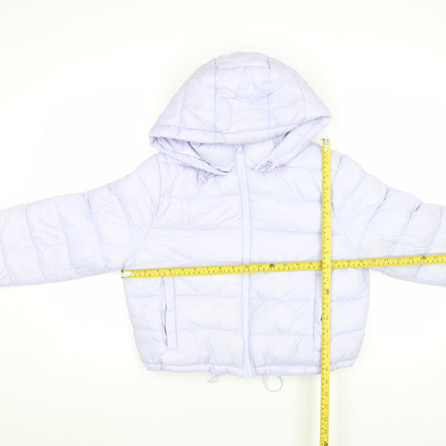 Primark Women’s Purple Hooded Cropped Puffer Jacket Size M