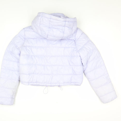 Primark Women’s Purple Hooded Cropped Puffer Jacket Size M