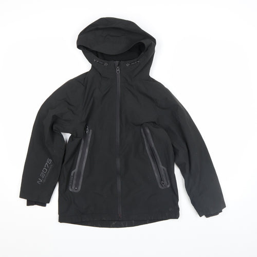 Next Boys Black Hooded Soft Shell Jacket 8 Years Waterproof Zip Pockets