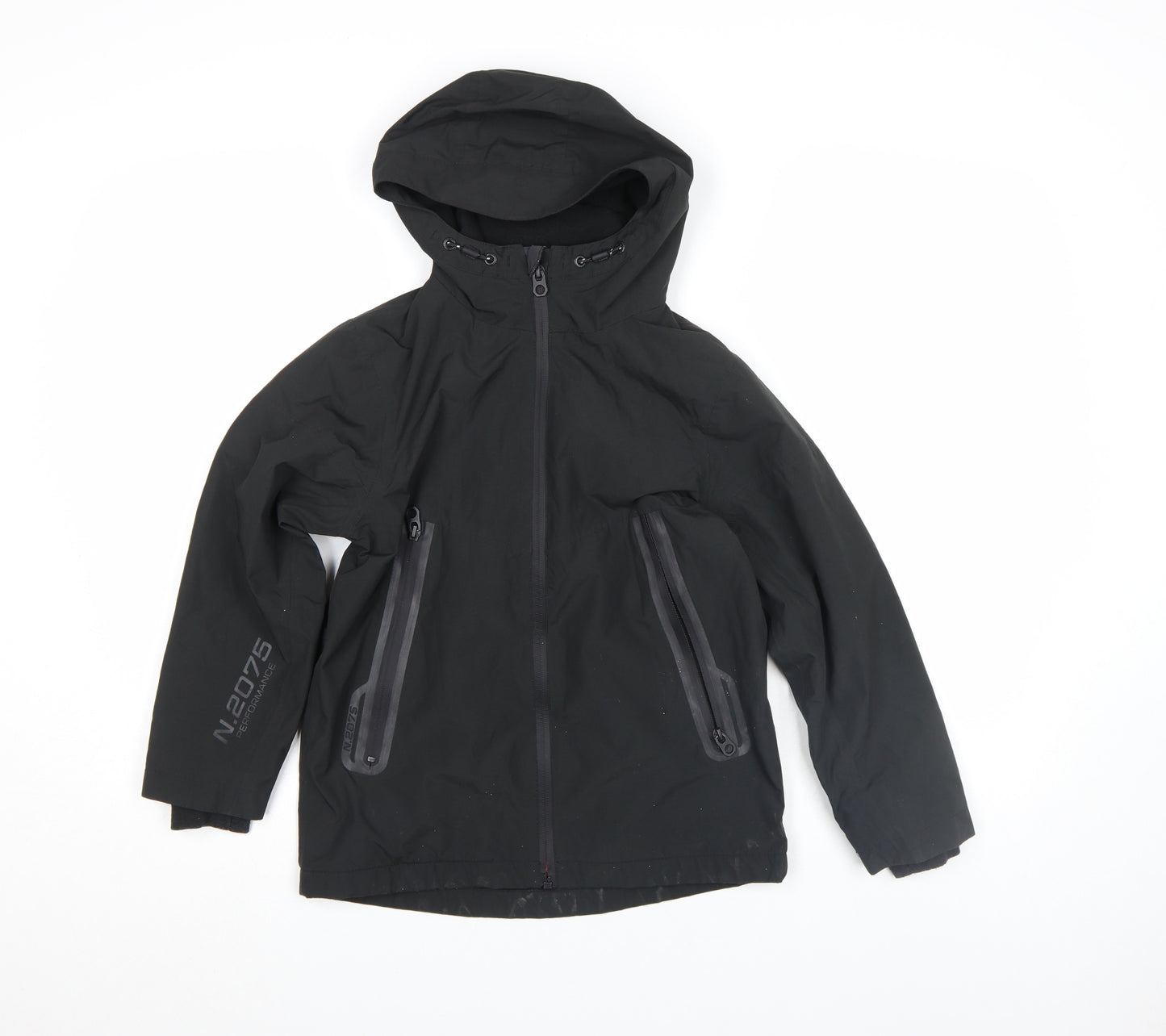 Next Boys Black Hooded Soft Shell Jacket 8 Years Waterproof Zip Pockets