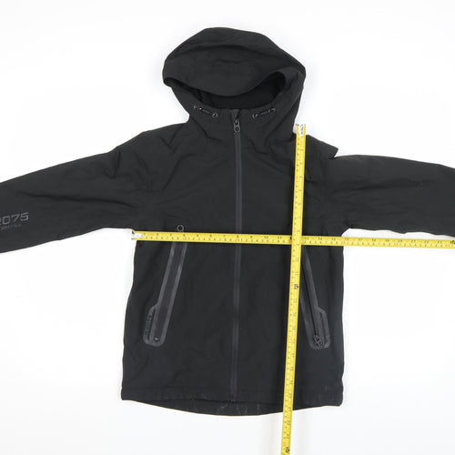 Next Boys Black Hooded Soft Shell Jacket 8 Years Waterproof Zip Pockets