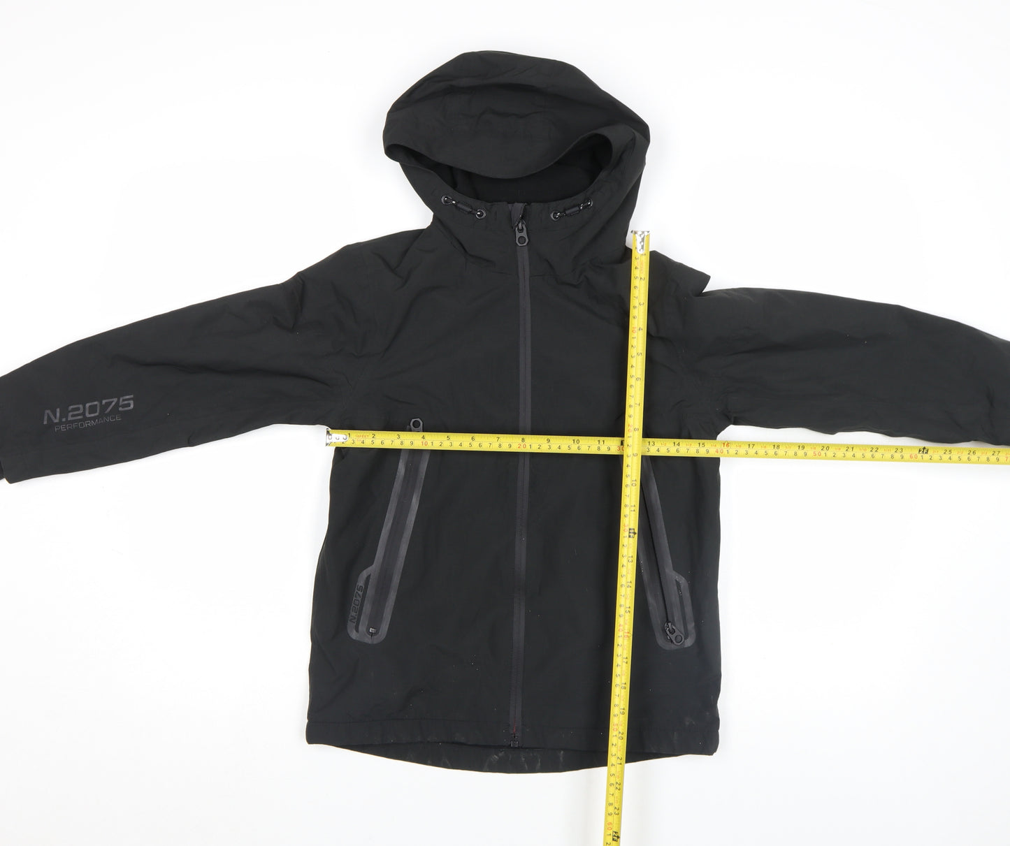 Next Boys Black Hooded Soft Shell Jacket 8 Years Waterproof Zip Pockets