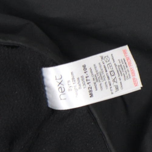 Next Boys Black Hooded Soft Shell Jacket 8 Years Waterproof Zip Pockets