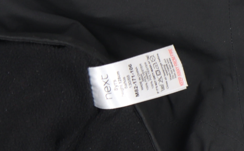 Next Boys Black Hooded Soft Shell Jacket 8 Years Waterproof Zip Pockets