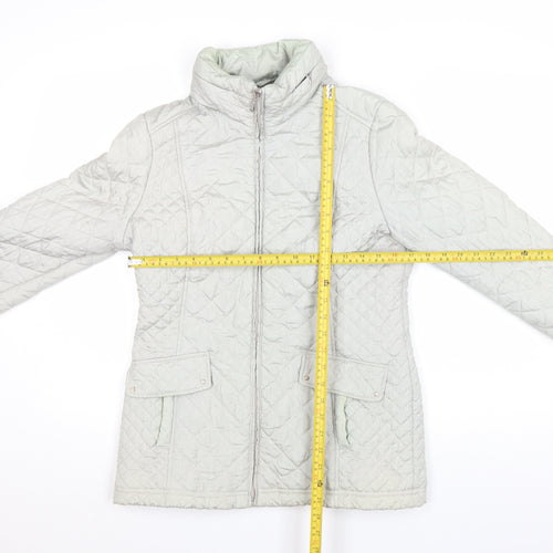 BM Collection Women's Grey Quilted Mid-Length Zip Jacket Size 10