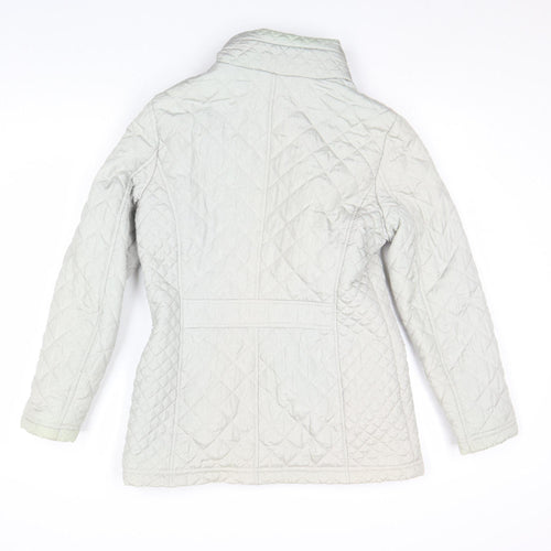 BM Collection Women's Grey Quilted Mid-Length Zip Jacket Size 10