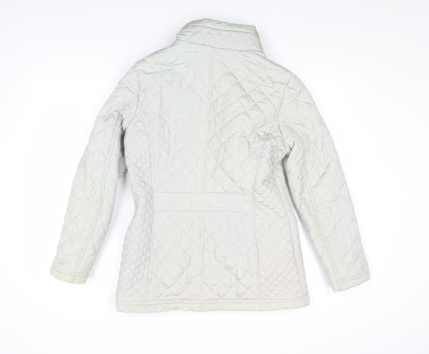 BM Collection Women's Grey Quilted Mid-Length Zip Jacket Size 10