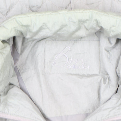BM Collection Women's Grey Quilted Mid-Length Zip Jacket Size 10