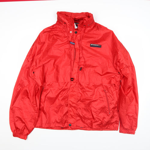 Speedo Men's Red L Lightweight Windbreaker Jacket Hooded Nylon