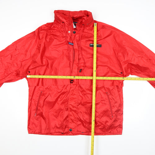 Speedo Men's Red L Lightweight Windbreaker Jacket Hooded Nylon