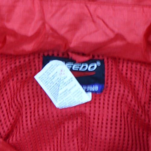Speedo Men's Red L Lightweight Windbreaker Jacket Hooded Nylon