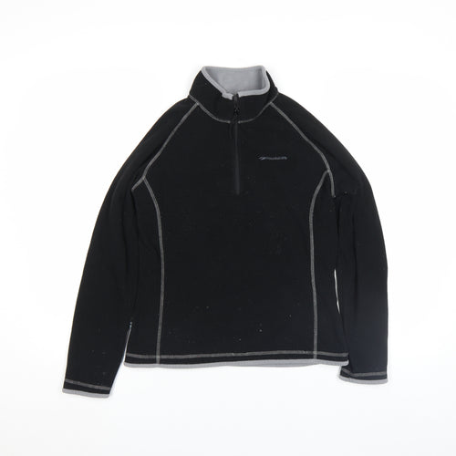 Mountainlife Men’s Black Fleece 1/4 Zip Stand-Up Collar Jacket S