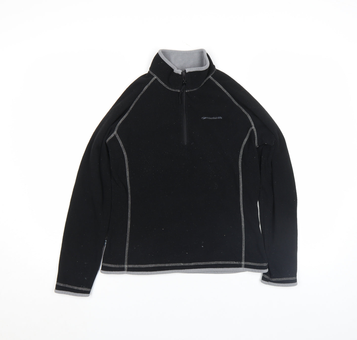 Mountainlife Men’s Black Fleece 1/4 Zip Stand-Up Collar Jacket S