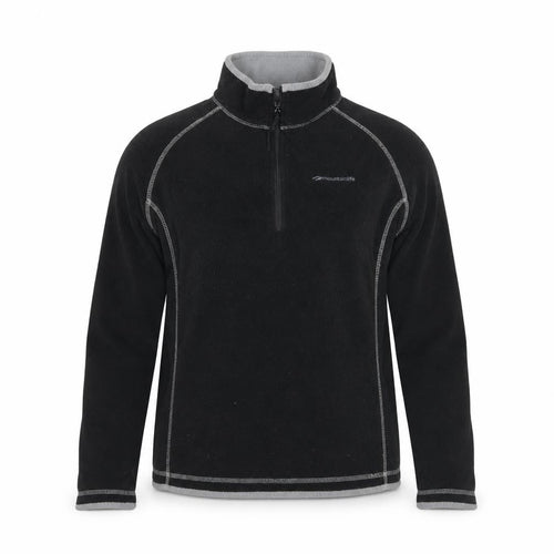Mountainlife Men’s Black Fleece 1/4 Zip Stand-Up Collar Jacket S